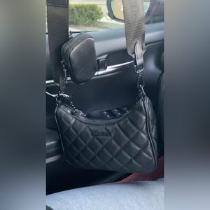 Steve Madden black quilted satchel with coin purse